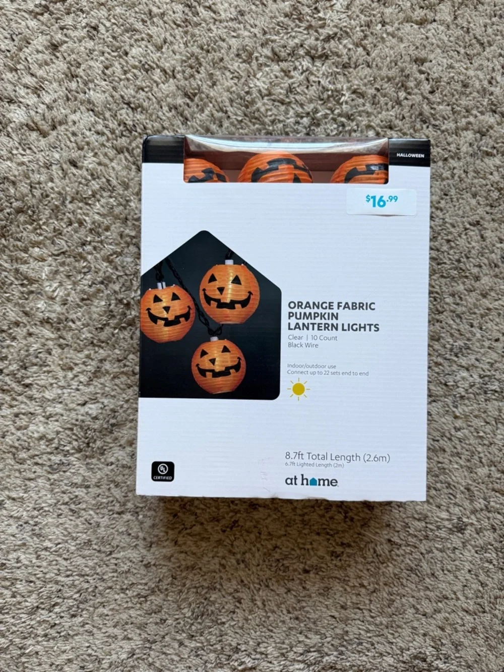 Halloween Decor Orange Fabric Pumpkin Lantern Lights - 10 Count At Home